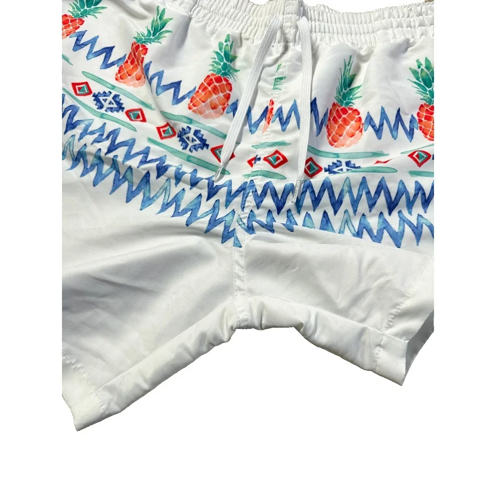 Chubbies Pineapple Swim Trunks XXL White Tropical Elastic Waist Lined Shorts